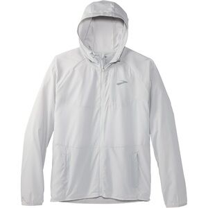 New w/o tags Brooks Men's Light Gray Hooded “Canopy” Windbreaker